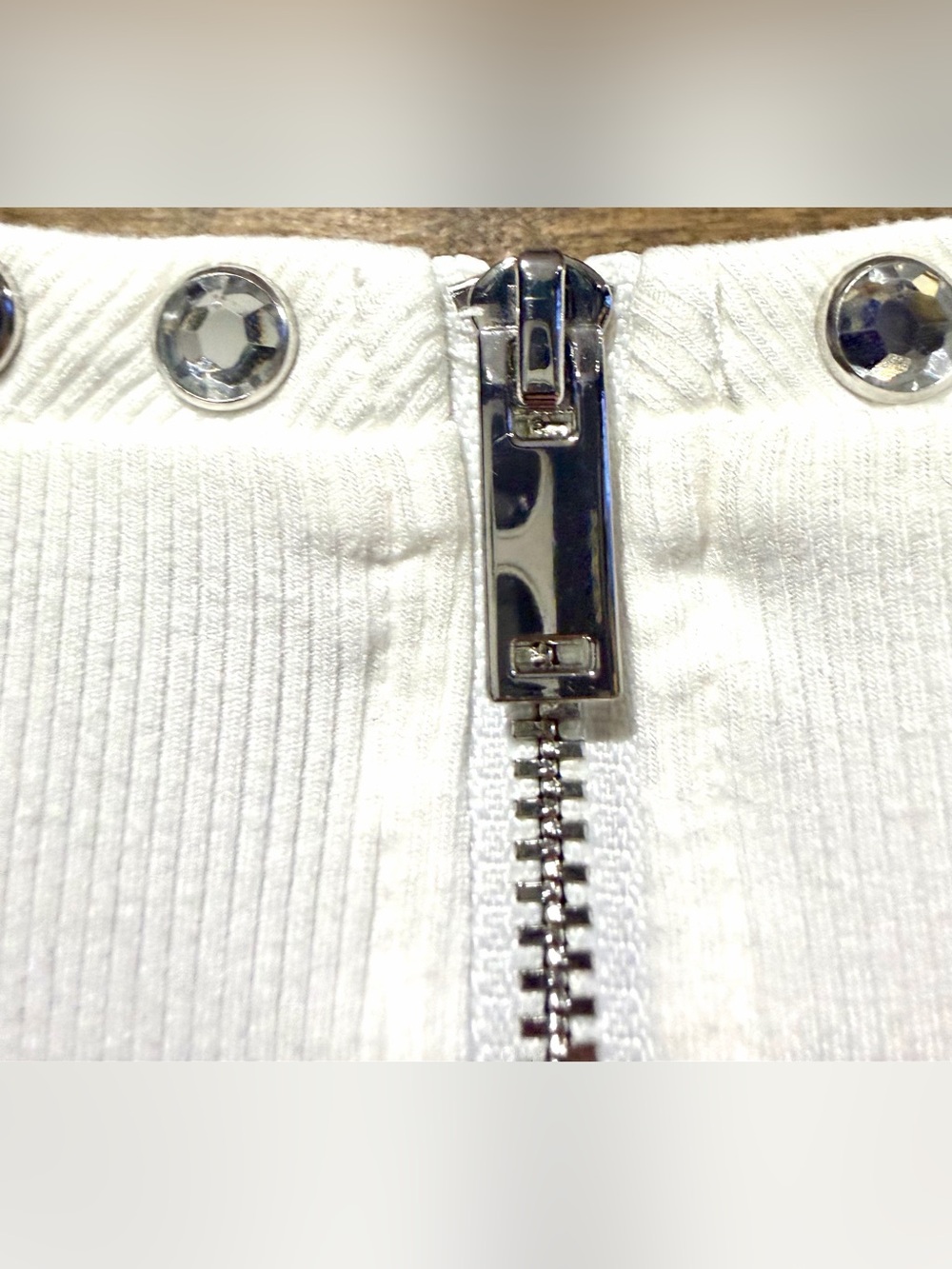 Generation Love White Ribbed Zip Back Rhinestone Top - Picture 5 of 13